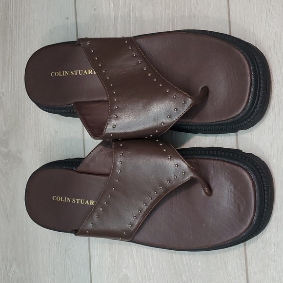 Colin Stuart Womens Y2K Comfort Tractor Chukka Leather Thong Wedge Sandals 8 - Picture 3 of 12